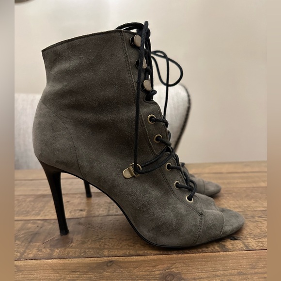 AllSaints Joanna Stiletto Lace Up Open Toe Ankle Boot - Size 38 - Picture 2 of 9